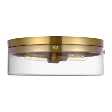 Garrett Two Light Flush Mount in Burnished Brass by Visual Comfort Studio