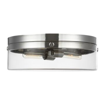Garrett Two Light Flush Mount in Polished Nickel by Visual Comfort Studio