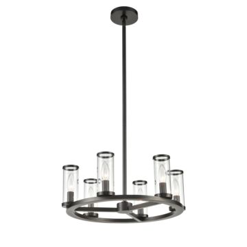 Revolve Six Light Chandelier in Clear Glass Urban Bronze by Alora