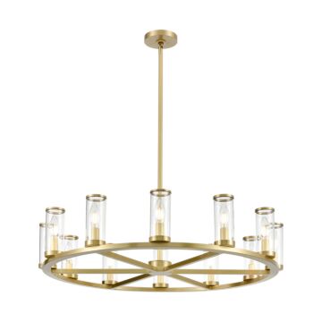 Revolve 12 Light Chandelier in Clear Glass Natural Brass by Alora