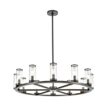 Revolve 12 Light Chandelier in Clear Glass Urban Bronze by Alora
