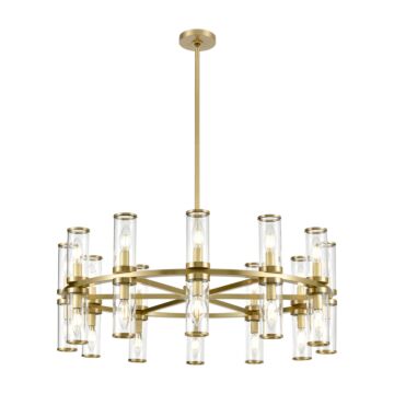 Alora Revolve 24 Light Chandelier tural Brassand Clear Glass