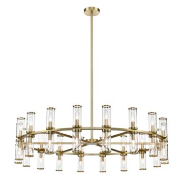 Revolve 36 Light Chandelier in Clear Glass Natural Brass by Alora