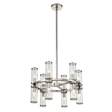 Revolve 12 Light Chandelier in Clear Glass Polished Nickel by Alora
