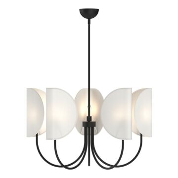 Seno Five Light Chandelier in Matte Black White Cotton Fabric by Alora