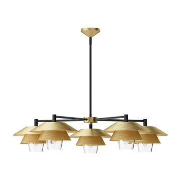 Tetsu Five Light Chandelier in Brushed Gold Clear Glass by Alora