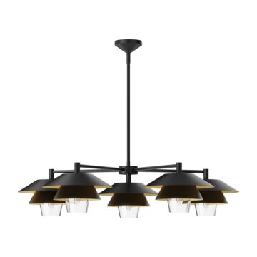 Tetsu Five Light Chandelier in Matte Black Clear Glass by Alora
