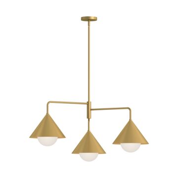 Remy Three Light Chandelier in Brushed Gold Opal Glass by Alora