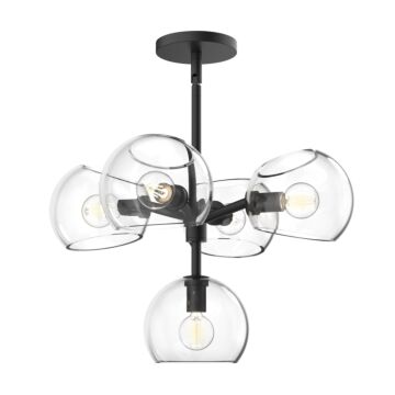 Willow Five Light Chandelier in Clear Glass Matte Black by Alora