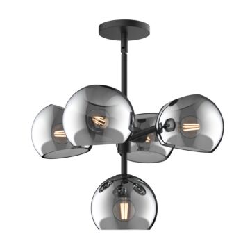 Willow Five Light Chandelier in Matte Black Smoked Solid Glass by Alora