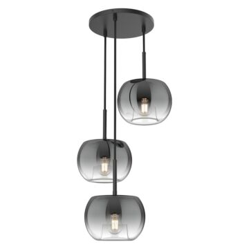Samar Three Light Chandelier in BlackSmoked by Kuzco Lighting