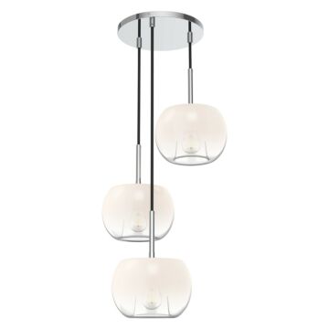 Samar Three Light Chandelier in ChromeOpal Glass by Kuzco Lighting