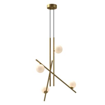 Amara LED Chandelier in Brushed GoldGlossy Opal Glass by Kuzco Lighting