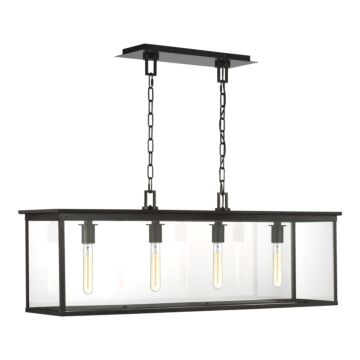 Freeport Four Light Outdoor Linear Chandelier in Heritage Copper by Visual Comfort Studio
