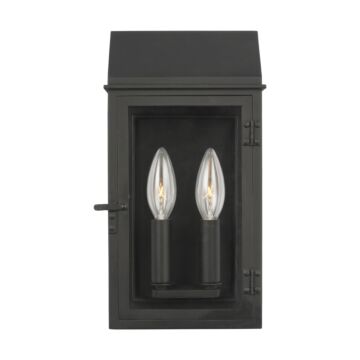 Hingham Two Light Outdoor Wall Lantern in Textured Black by Visual Comfort Studio