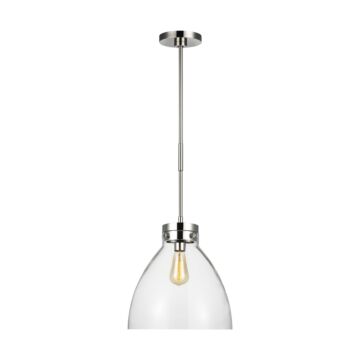 Garrett One Light Pendant in Polished Nickel by Visual Comfort Studio