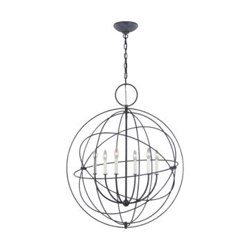 Bayberry Six Light Pendant in Weathered Galvanized by Visual Comfort Studio