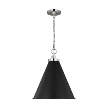 Wellfleet One Light Pendant in Midnight Black and Polished Nickel by Visual Comfort Studio