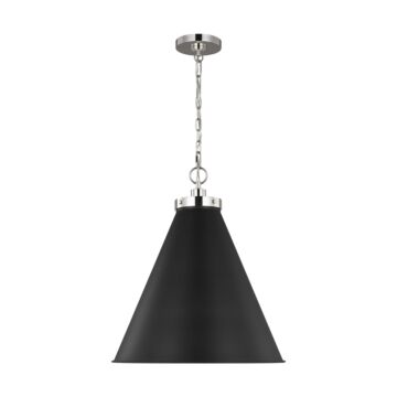 Wellfleet One Light Pendant in Midnight Black and Polished Nickel by Visual Comfort Studio