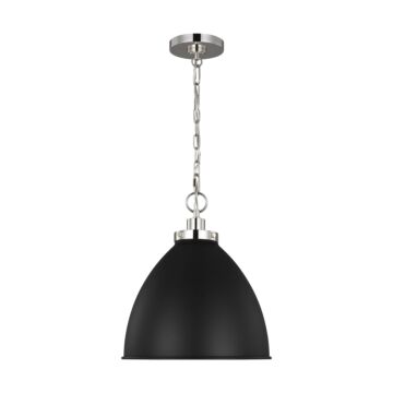 Wellfleet One Light Pendant in Midnight Black and Polished Nickel by Visual Comfort Studio