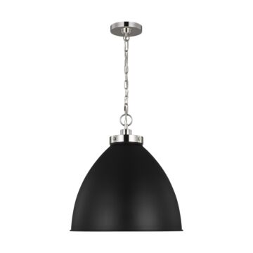 Wellfleet One Light Pendant in Midnight Black and Polished Nickel by Visual Comfort Studio