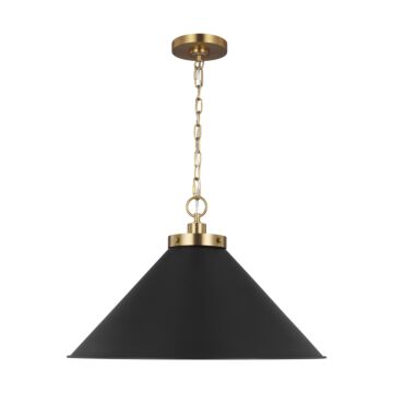 Wellfleet One Light Pendant in Midnight Black and Burnished Brass by Visual Comfort Studio