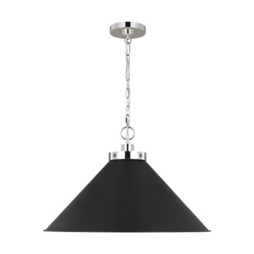 Wellfleet One Light Pendant in Midnight Black and Polished Nickel by Visual Comfort Studio