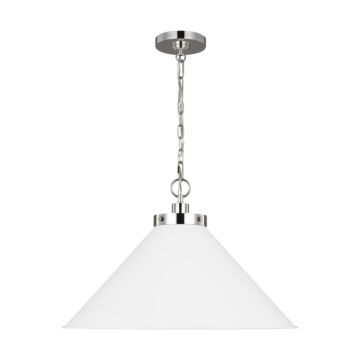 Wellfleet One Light Pendant in Matte White and Polished Nickel by Visual Comfort Studio