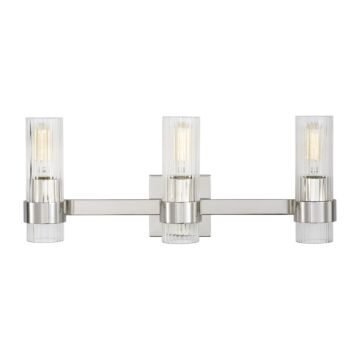 Geneva Three Light Vanity in Polished Nickel by Visual Comfort Studio