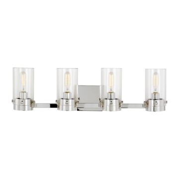 Garrett Four Light Vanity in Polished Nickel by Visual Comfort Studio