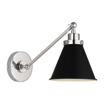 Wellfleet One Light Wall Sconce in Midnight Black and Polished Nickel by Visual Comfort Studio
