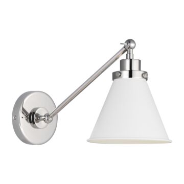 Wellfleet One Light Wall Sconce in Matte White and Polished Nickel by Visual Comfort Studio