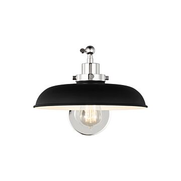 Wellfleet One Light Wall Sconce in Midnight Black and Polished Nickel by Visual Comfort Studio