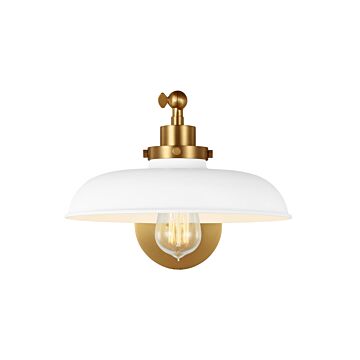 Wellfleet One Light Wall Sconce in Matte White and Burnished Brass by Visual Comfort Studio