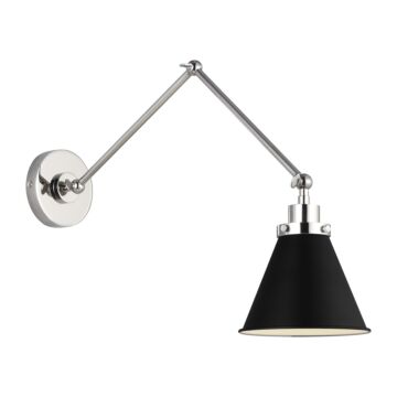 Wellfleet One Light Wall Sconce in Midnight Black and Polished Nickel by Visual Comfort Studio