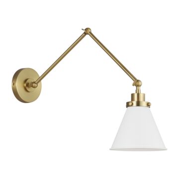 Wellfleet One Light Wall Sconce in Matte White and Burnished Brass by Visual Comfort Studio