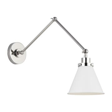 Wellfleet One Light Wall Sconce in Matte White and Polished Nickel by Visual Comfort Studio