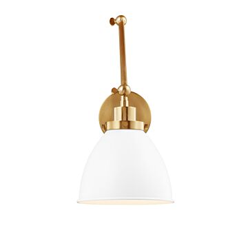 Wellfleet One Light Wall Sconce in Matte White and Burnished Brass by Visual Comfort Studio