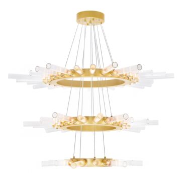 CWI Collar 63 Light Chandelier With Satin Gold Finish