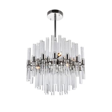 Miroir Eight Light Chandelier in Polished Nickel by CWI Lighting
