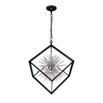 Starburst Six Light Chandelier in Chrome & Black by CWI Lighting