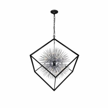 Starburst 20 Light Chandelier in Chrome & Black by CWI Lighting
