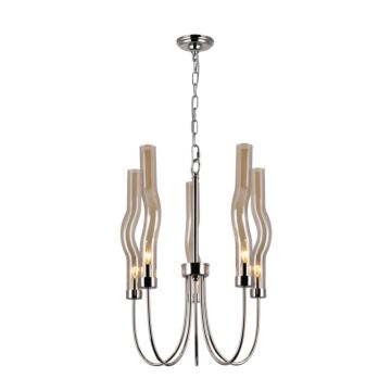 CWI Lighting Meduse 5 Light Chandelier with Polished Nickel Finish