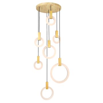 CWI Lighting Anello LED Pendant with White Oak Finish