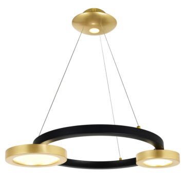 Deux Lunes LED Chandelier in Sun Gold & Black by CWI Lighting