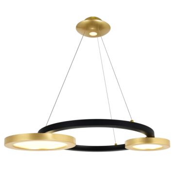 Deux Lunes LED Chandelier in Sun Gold & Black by CWI Lighting