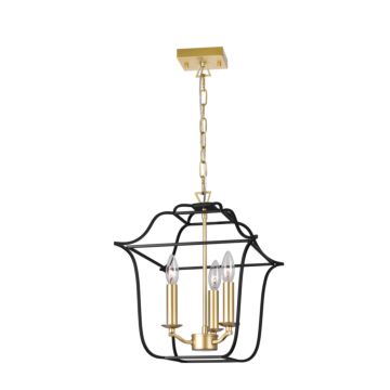 Tudor Three Light Pendant in Satin Gold & Black by CWI Lighting