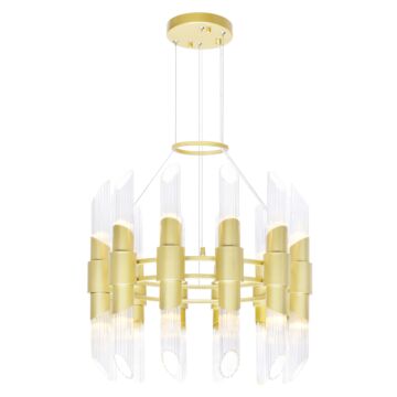 CWI Croissant 24 Light Chandelier With Satin Gold Finish