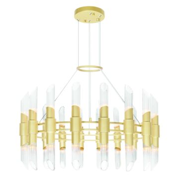 CWI Croissant 36 Light Chandelier With Satin Gold Finish