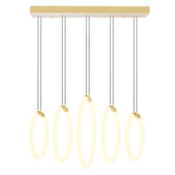 Hoops LED Chandelier in Satin Gold by CWI Lighting